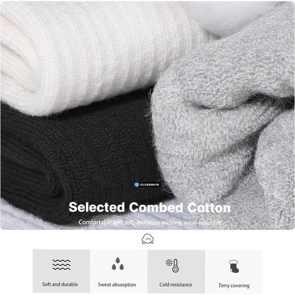 Mens Thermal Winter Crew Socks for Boots Thick and Warm for Cold Weather Work Hi - Picture 4 of 5